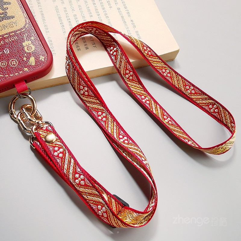 国风花纹刺绣手机挂绳女斜挎可调节织带宽版不勒挂脖长款户外登山旅游出行逛街包包相机套壳肩背带子通用新品,3C数码配件,手机挂件/手机链,淘宝优惠券,粉丝福利购,淘宝优惠卷