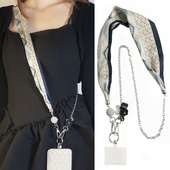 挂饰手机壳防丢吊绳肩背带可拆卸 网纱金属锁链挂链时尚 手机挂绳长款 可背斜挎丝巾挂带精致吊坠女款