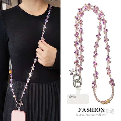 ins女士好看户外水晶手机背链