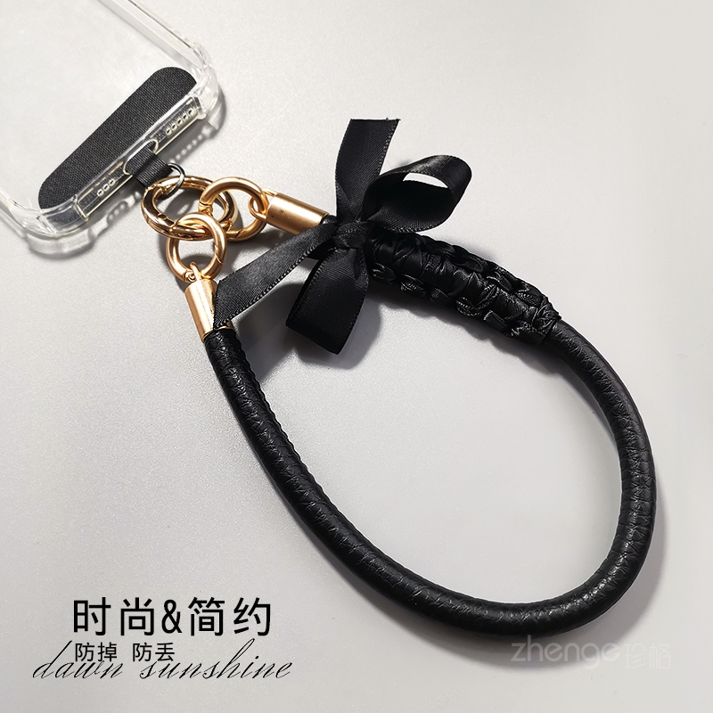 蝴蝶结皮质手机挂绳女款