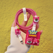 plus防折断保护绳 12promax手机数据线防断20w快充卡通草莓熊14 苹果14 iPhone13充电器头数据线保护套11