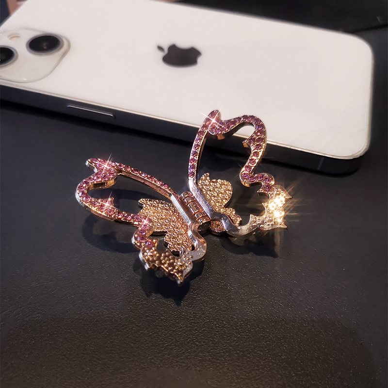 珍格手机支架创意立体镶钻蝴蝶