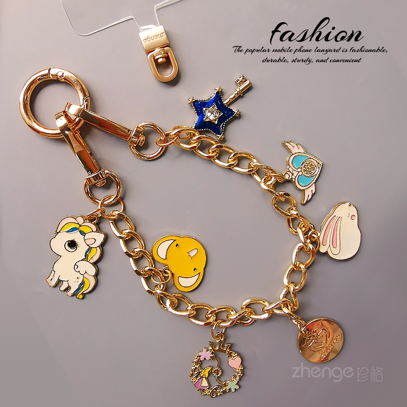 手机链挂件女卡通可爱吊牌金属锁链手腕绳短款户外旅游行逛街防丢摔手提链带子电话套壳手机挂绳时尚高端新品