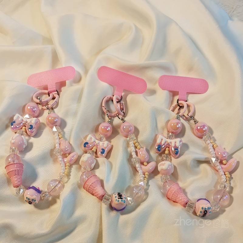 冰淇淋奶油蝴蝶结手链女ins时尚小清新少女心手机挂链挂绳短款手提手腕挂饰夹片式手机壳通用吊绳新款,3C数码配件,手机挂件/手机链,淘宝优惠券,粉丝福利购,淘宝优惠卷