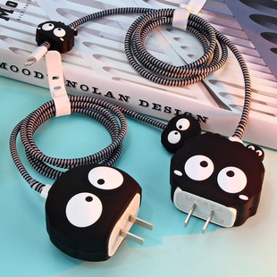 煤球数据线保护壳适用苹果14promax手机充电器保护壳20w快充iPhone13promax防折断12保护绳11充电线缠绕线