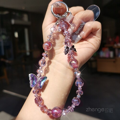 蝴蝶星空水晶手机链挂绳手腕新款