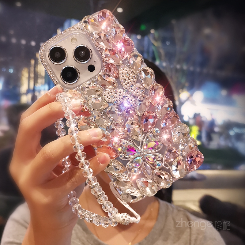 水晶手链挂绳镶钻手机壳