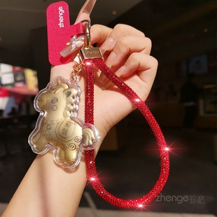 马上有钱满钻手机挂绳ins女士独特超好看轻奢小众精致高级感手腕短款户外旅游行拍照防丢摔套壳挂件吊绳新品