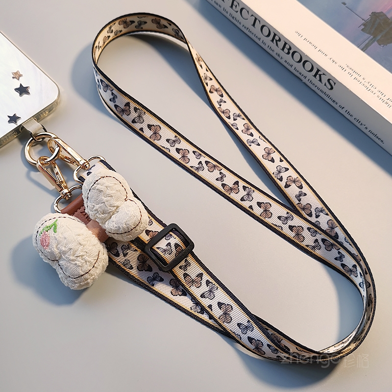 手机挂绳女斜挎宽版蝴蝶花彩绘编织带子可调节长款户外登山旅游行逛街包包链套壳相机小蜜蜂肩背带绳通用新品