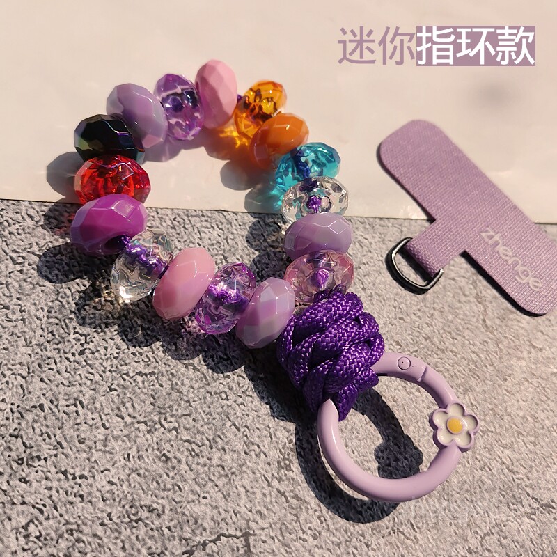 精品手作指环手机挂绳ins女包包挂件多巴胺彩珠手工编织壳套小饰品户外旅游行防丢拇指手机链子高端原创新款