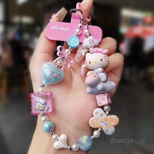 精致手作可爱猫公仔手机链挂件女