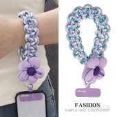 手机挂绳花朵编织手腕绳短款 女士户外防丢手绳旅游出行逛街防掉防盗电话套手机壳水杯钥匙吊绳通用新 ins时尚