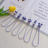 手机挂绳卡通可爱小熊手机绳挂件短款 ins香芋紫花朵蝴蝶结防丢结实耐用挂链 手腕绳液态硅胶手机链条挂饰女款