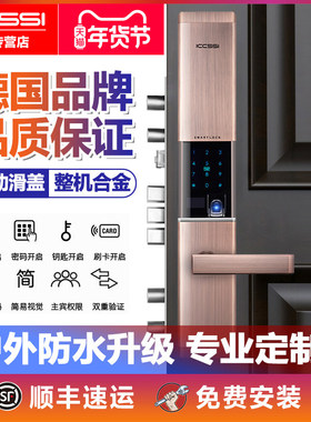 ICCSSI艾栖指纹锁德国家用防盗门密码防水铁门木门智能电子锁C700