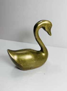 Vintage黄铜天鹅 动物摆件 家居装饰 高端奢华 孤品 回流铜器