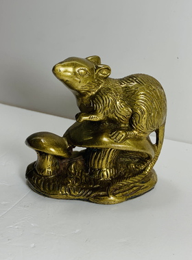 Vintage铜老鼠 十二生肖摆件 动物 家居装饰高端奢华回流孤品铜器