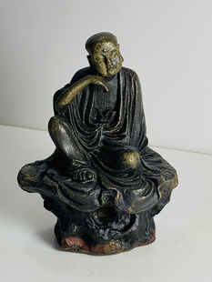 Vintage中古全铜沉思罗汉雕塑十八罗汉摆件 释迦牟尼的儿子罗睺罗