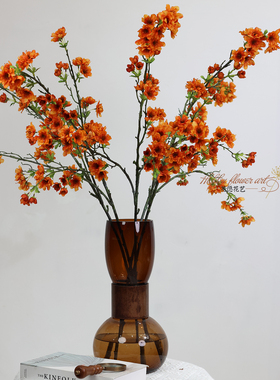 仿真樱花橘红白粉色单支海棠雪梨花婚庆摄影家居设计师假花材道具