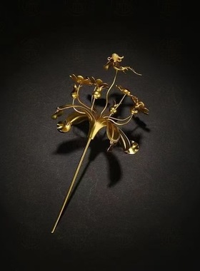 铜镀金复原汉代魏晋花鸟冠汉服马面裙古装的配饰发簪古冠发饰