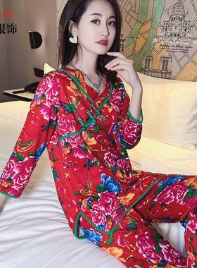 其他女网红爆款东北大花睡衣套装