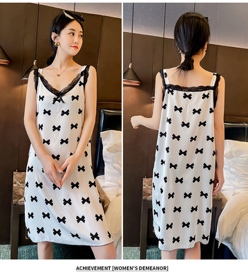 其他冰丝性感夏季薄款家居服睡裙