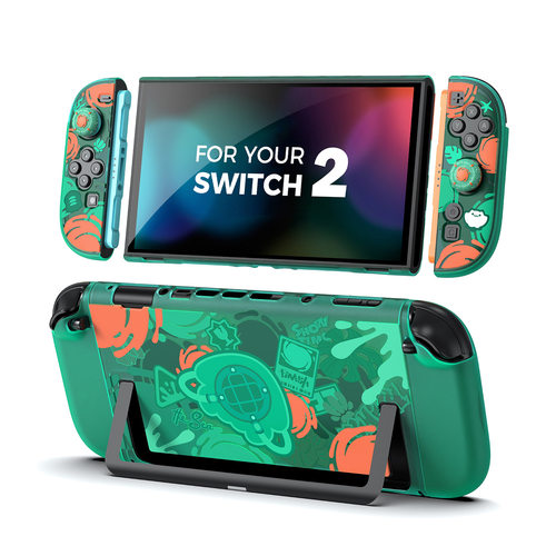 Switch2喷射涂击队主题保护壳NS2主机保护壳摇杆帽手柄壳NS保护套