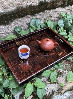 日式木质大漆托盘水果茶点单层
