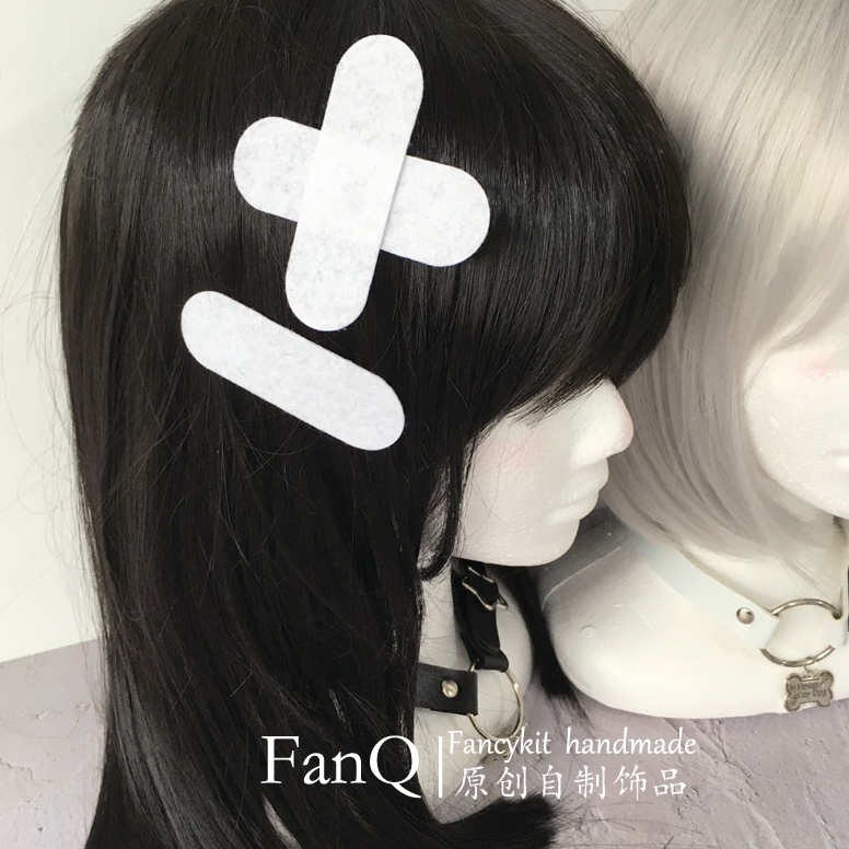 亚文化原创日系天使界隈病弱系医疗系创可贴发饰鸭嘴夹发夹