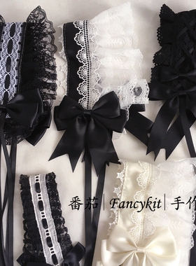 FanQ lolita生成色发带 洛丽塔哥特暗黑头饰lo娘黑白色KC头饰