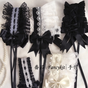 FanQ lolita生成色发带 洛丽塔哥特暗黑头饰lo娘黑白色KC头饰