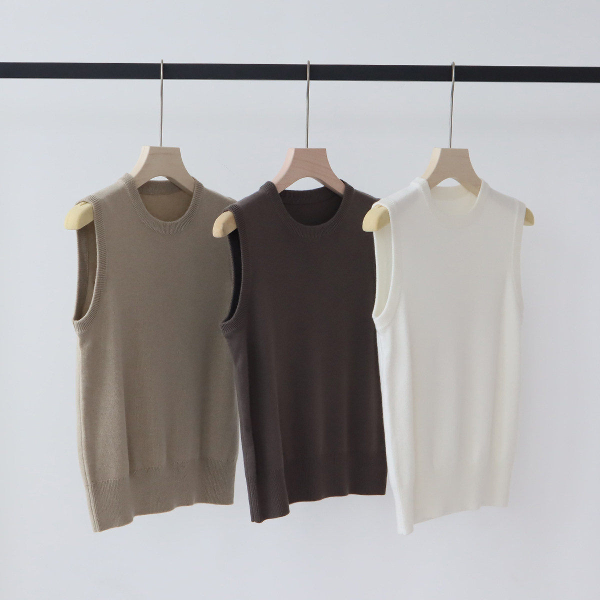 背心针织衫羊毛混纺圆领无袖