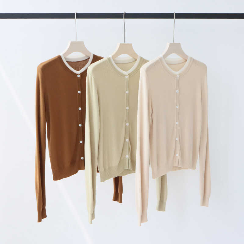 长袖针织开衫薄款百搭圆领圆领