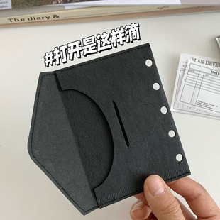 M5A8高级复古水洗牛皮纸缝纫信封式收纳袋活页本手帐随身分类袋子