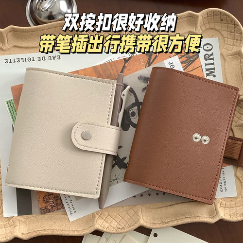 m5双按扣带笔插皮面活页本内芯外壳手帐本插画笔记PU皮本子