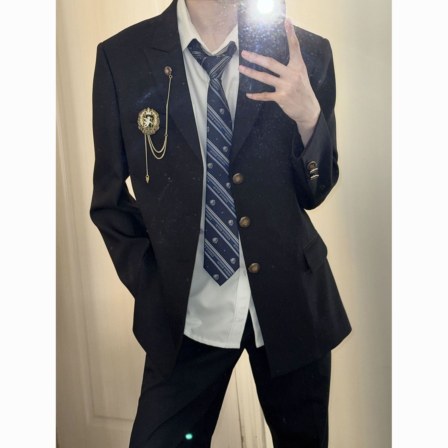 黑色西服长外套徽章以神之名JK男女制服百搭日系DK学院风情侣套装