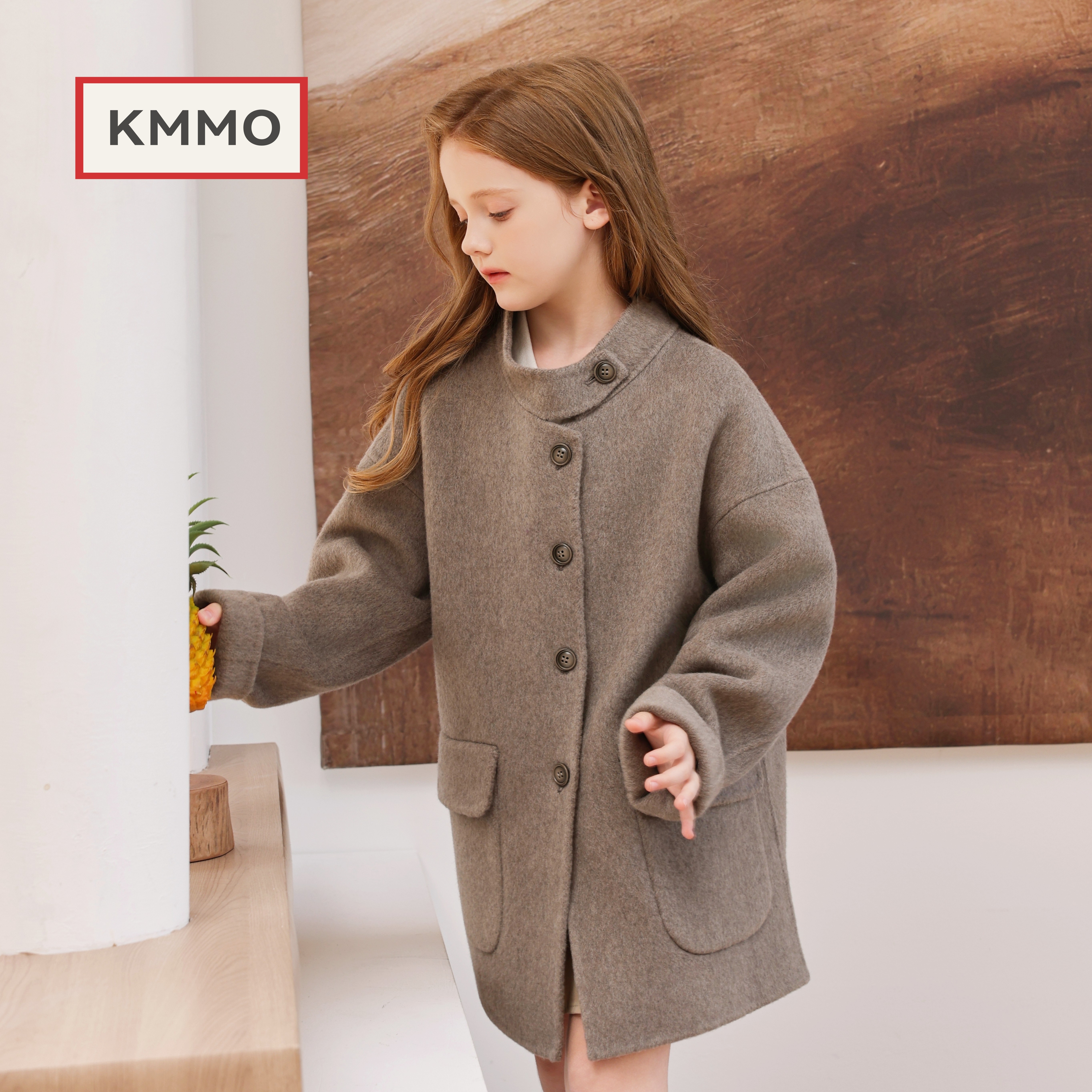 KMMO韩系秋冬女童双面羊毛大衣