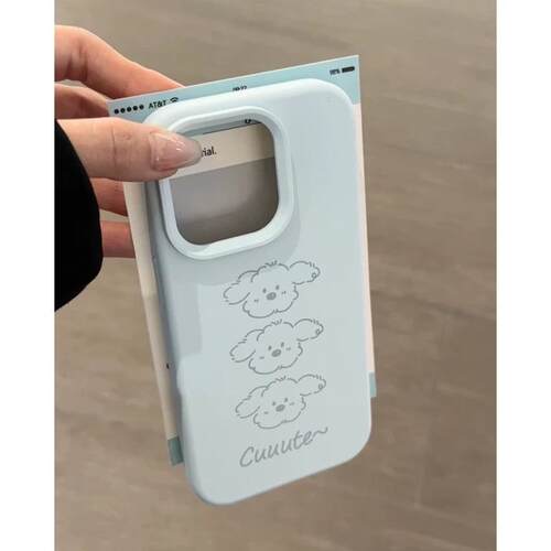 三只线条小狗适用苹果16promax手机壳iphone14pro新款13少女心12简约11保护套15promax糯米16plus软可爱