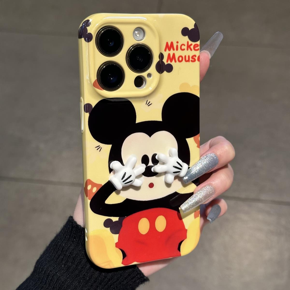 遮脸米奇适用iPhone16pro手机壳13苹果15promax可爱12女11华为mate60新款p70菲林硬壳vivo小米14荣耀oppo红米
