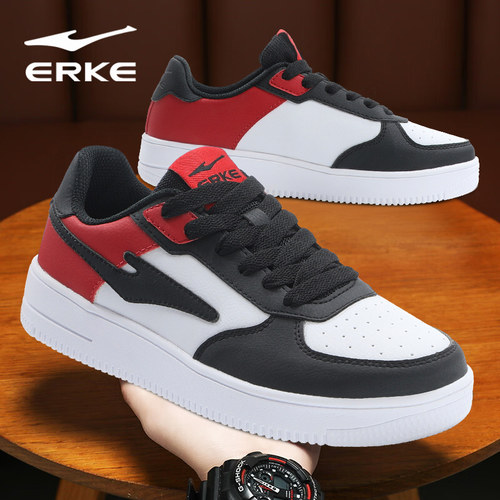 鸿星尔克男士皮面低帮休闲运动鞋