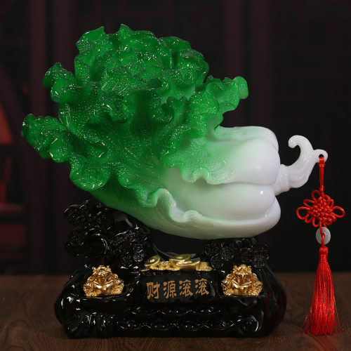 财源滚滚玉白菜招财金蟾摆件办公