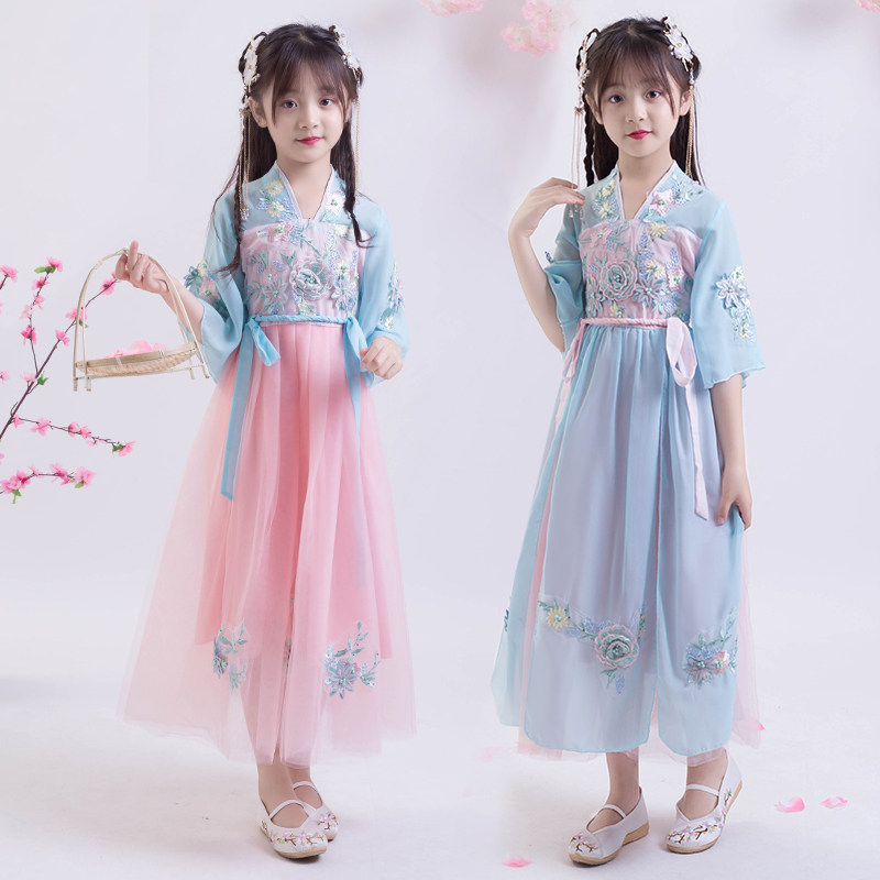 批发汉服女童夏季连衣裙夏装特价便宜新款儿童古装小女孩古风唐装