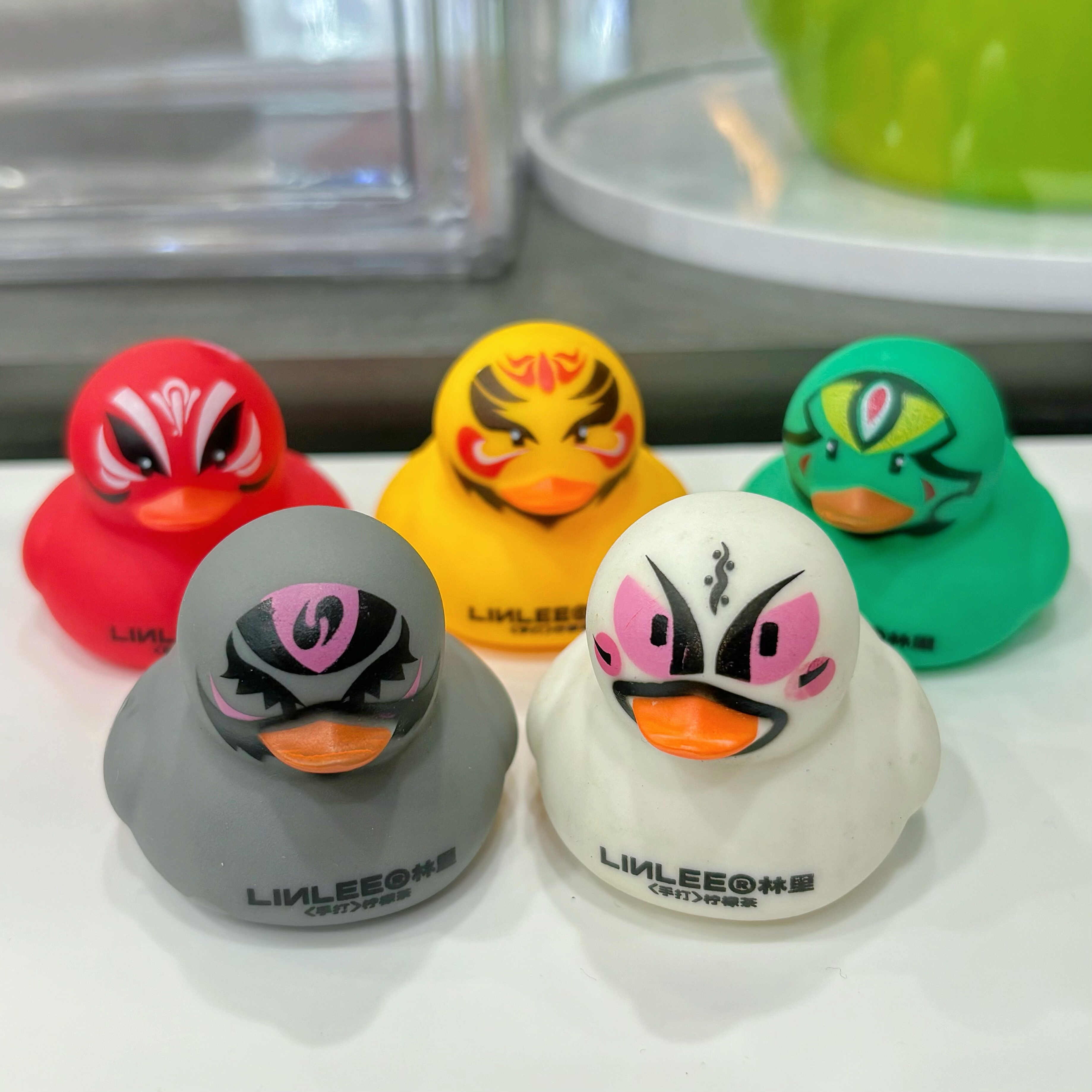 林里柠檬茶新款小黄鸭脸谱鸭国潮英歌面具鸭子周边