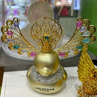 林里小黄鸭孔雀开屏金色中号鸭子天使鸭摆件周边小鸭子
