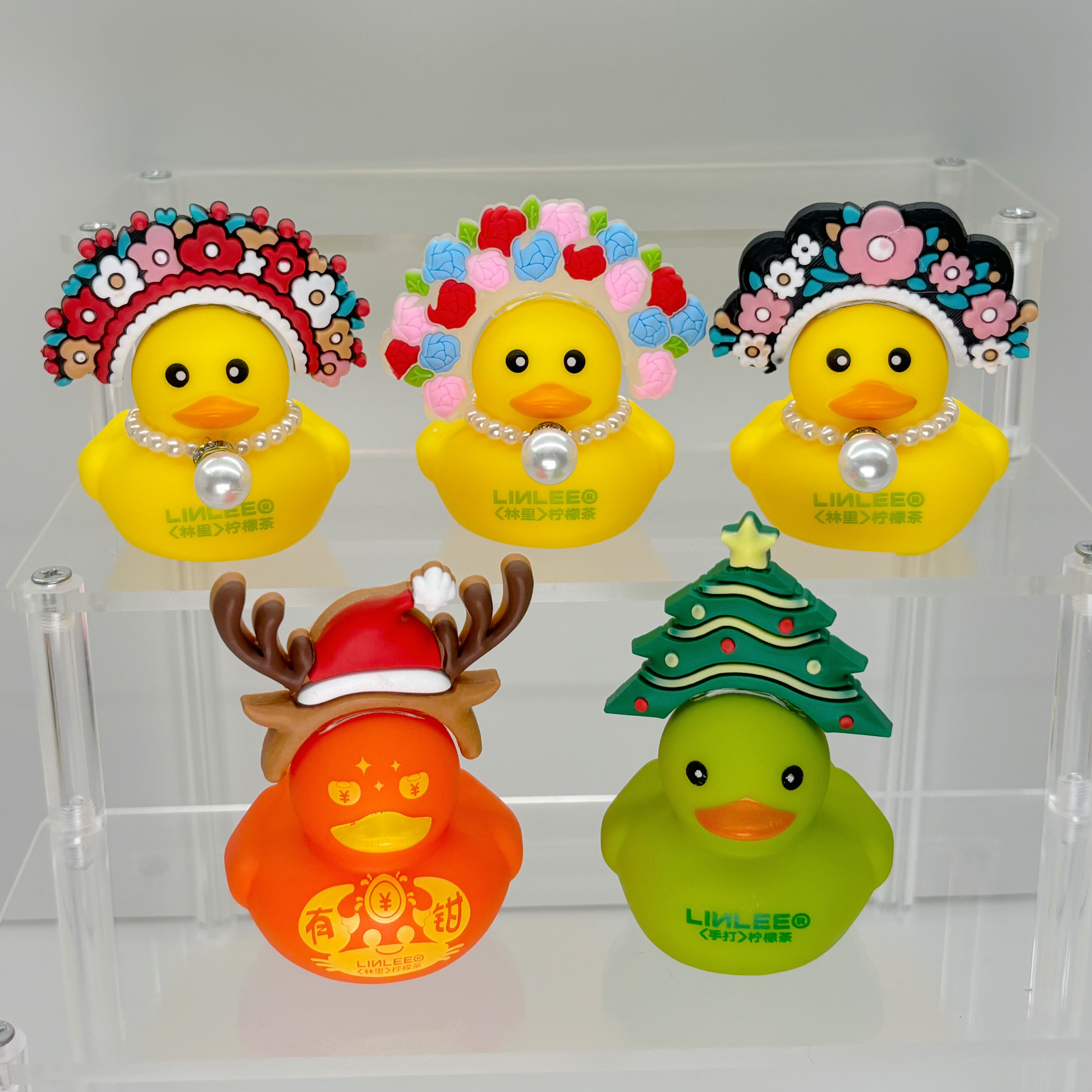 林里小鸭子簪花鸭圣诞氛围鸭新款diy小黄鸭周边带钢印