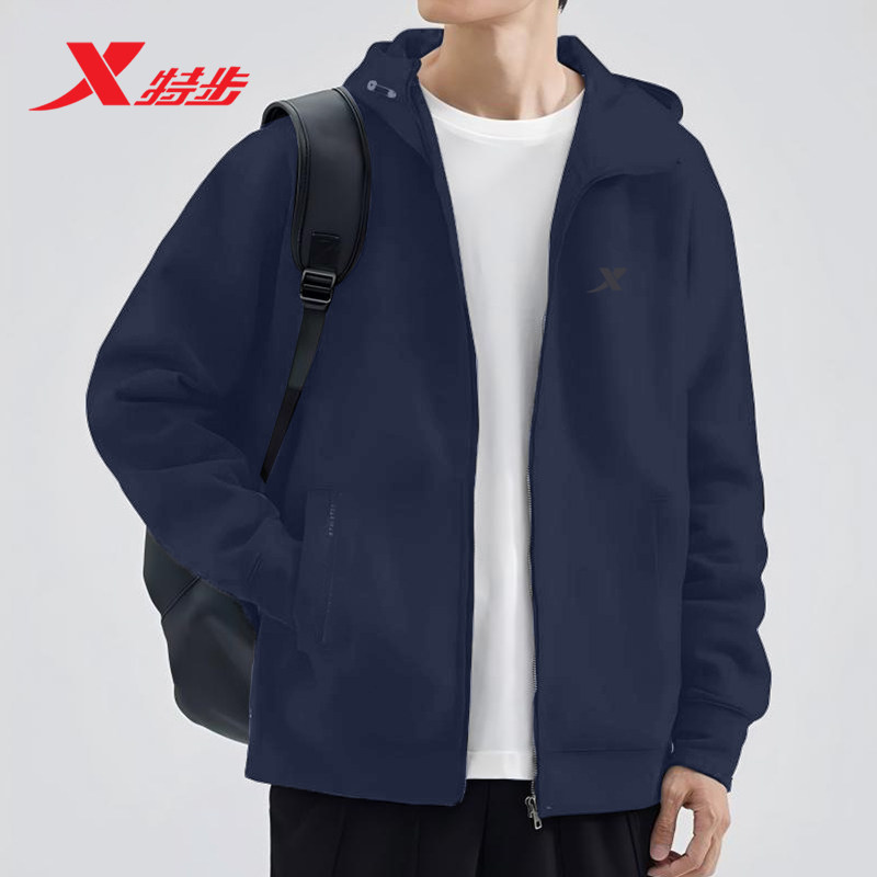 特步男装连帽卫衣2026新款冬季男士蓝色运动服外套休闲跑步服上衣,运动服/休闲服装,运动卫衣/套头衫,淘宝优惠券,粉丝福利购,淘宝优惠卷