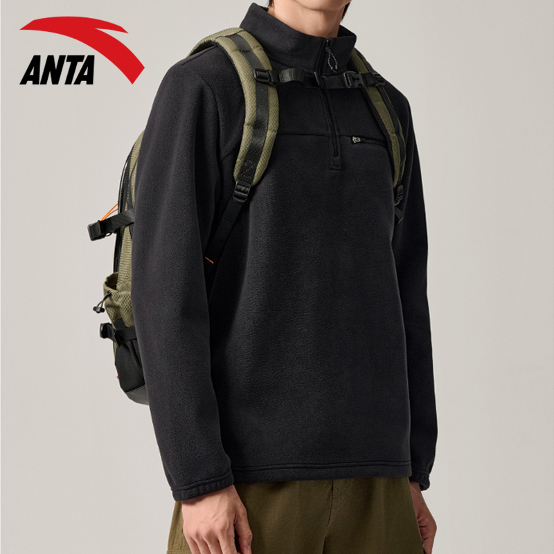 安踏半拉链休闲长袖T恤