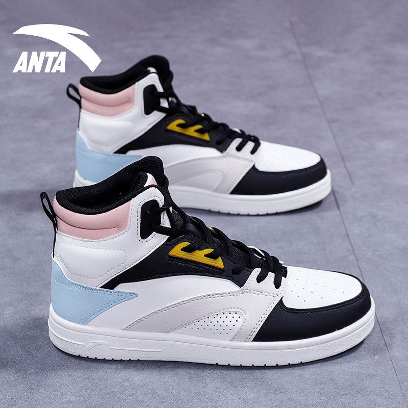 安踏女鞋休闲鞋白色小白鞋夏季鞋子潮鞋正品女子运动鞋高帮板鞋女