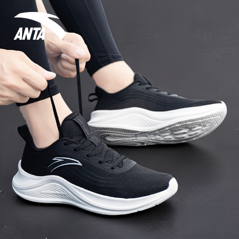安踏男鞋跑步鞋网面透气飞织跑鞋男士休闲鞋子官方旗舰店运动鞋男