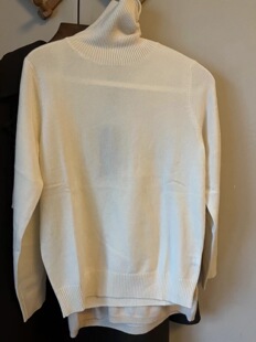501SU 基本款 翻领女士纯羊绒衫 白色高领羊绒套头衫