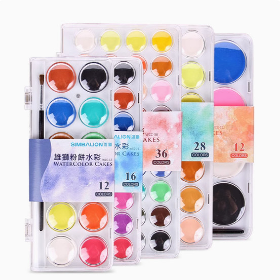 雄狮粉饼水彩12色16色18色36色固体颜料套装儿童初学者手绘画笔盒,文具电教/文化用品/商务用品,水彩颜料,淘宝优惠券,粉丝福利购,淘宝优惠卷
